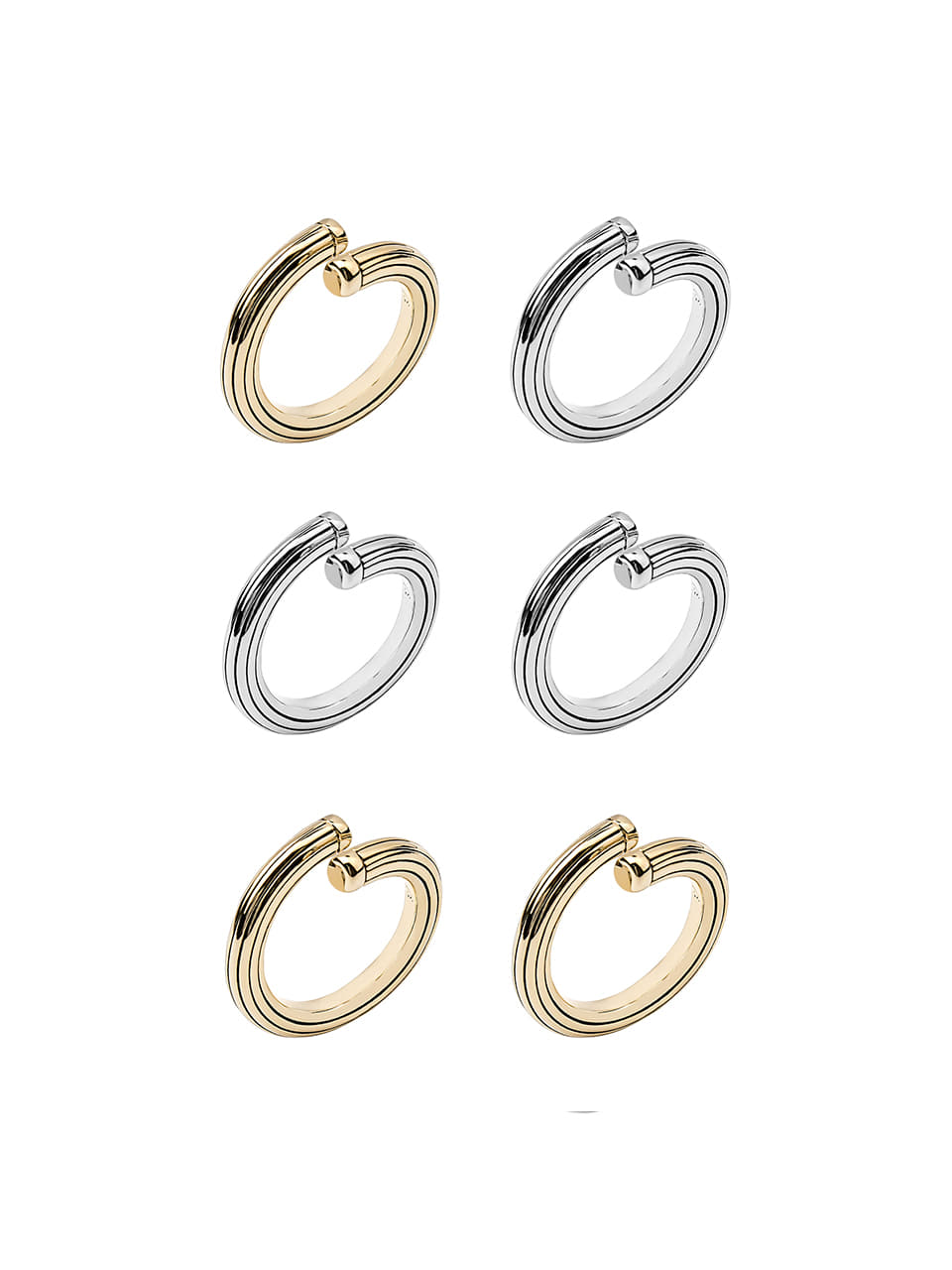 Combi Twist-Curved Texture Ring SET