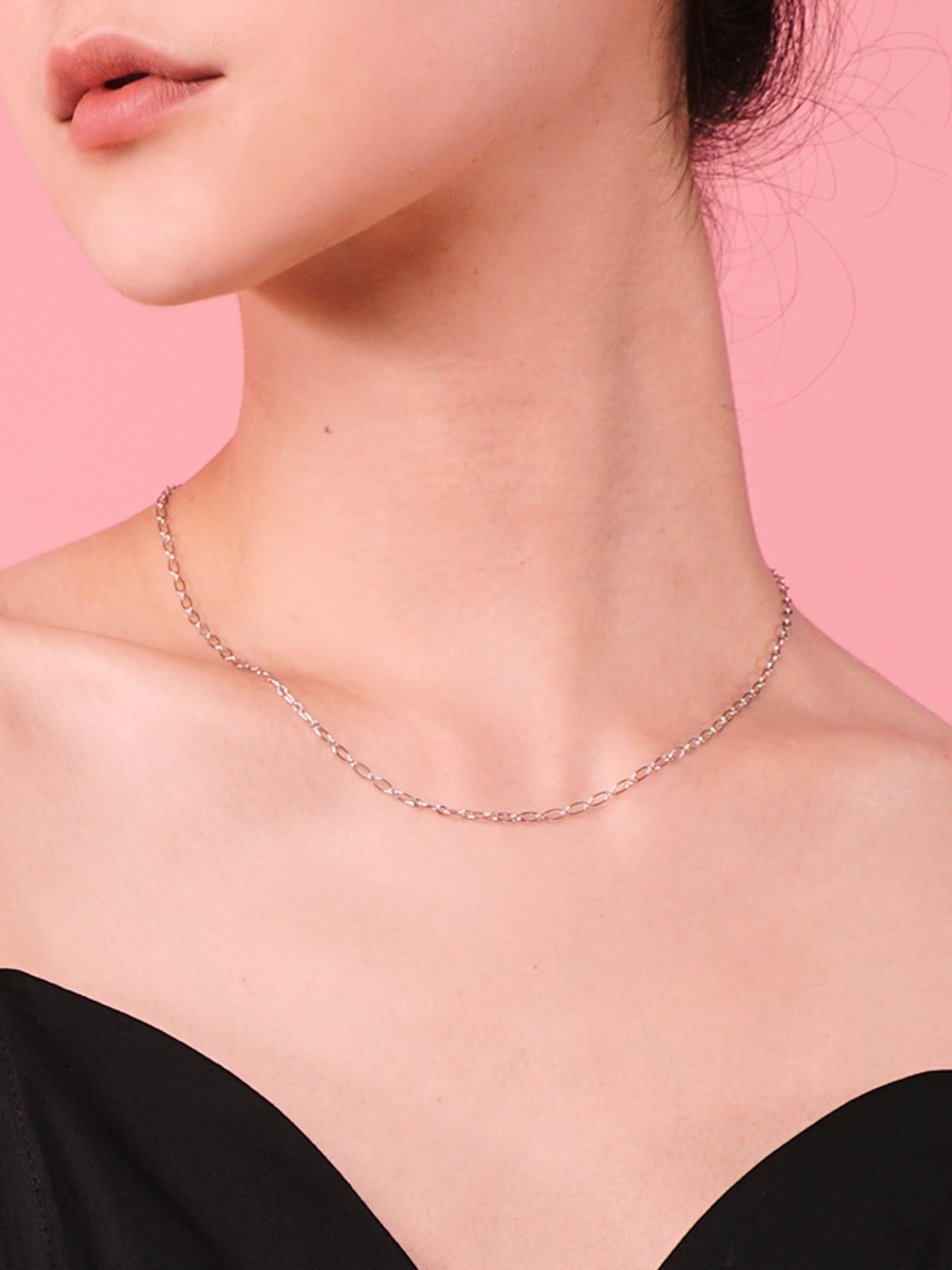 OVAL CHAIN NECKLACE / SILVER