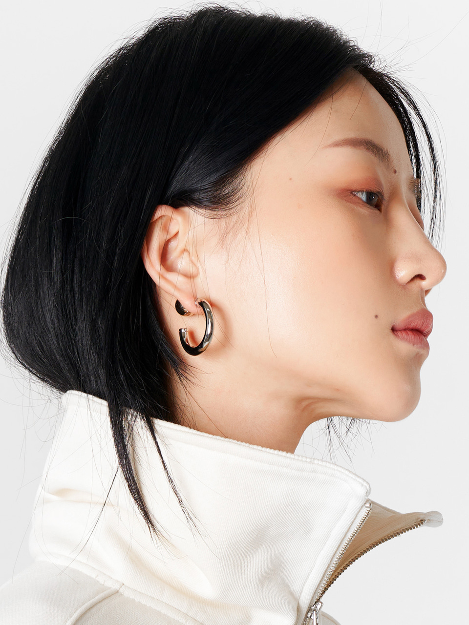 C.O Solid Combi Earring / Silver (B급)