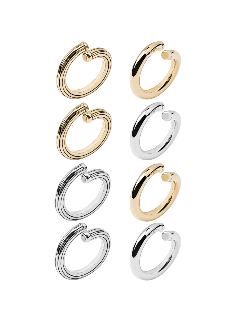 Combi Twist-Curved Texture, Solid Ring SET