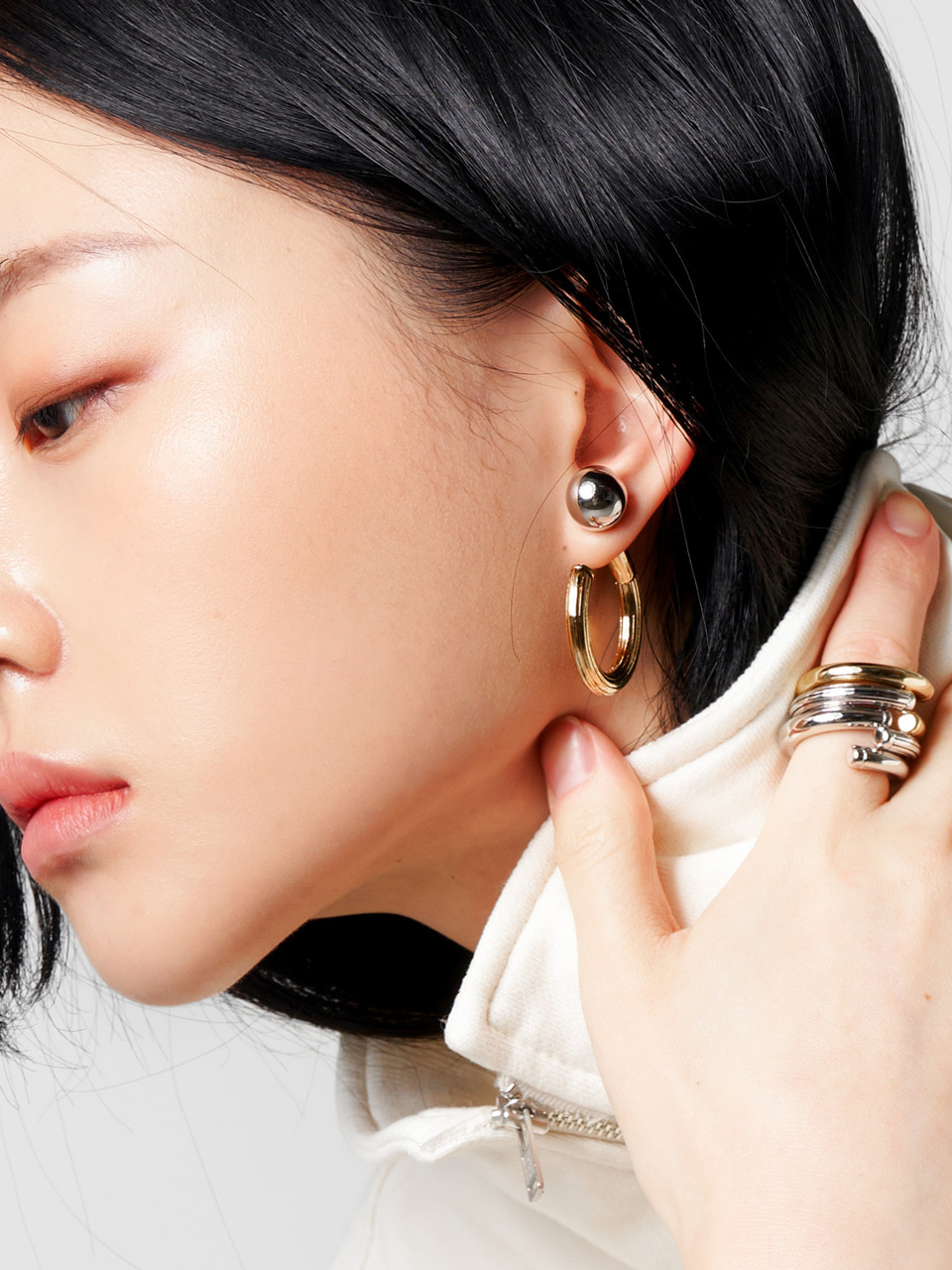 C.O Texture Combi Earring / Gold